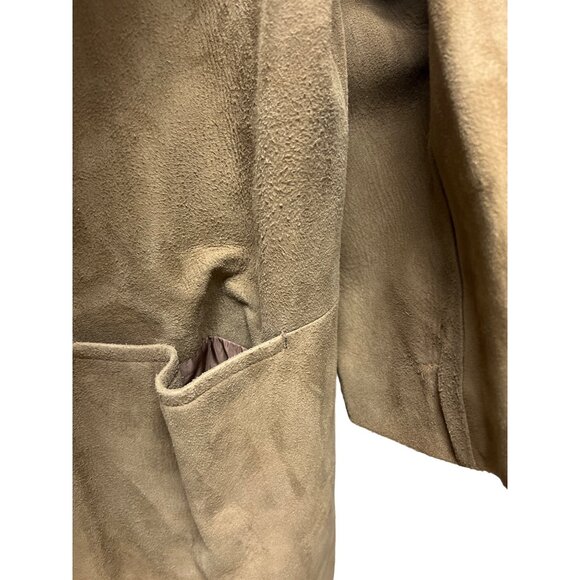 Vintage 60's Tan Suede Overcoat with Mink Fur Trim - Picture 6 of 11